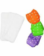BEAUQIQ BABY Adjustable and Reusable Cloth Diapers Nappies with Insert Free Size (Pack of 3)