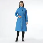 ZEEL Rain Coat for Women Waterproof High Neck Polyester Rainwear with Adjustable Drawstring and Pocket, Hooded Long Rain Coat Jacket with Belt,DIVA Skyblue L