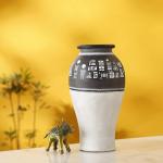 Artysta Warli Hand-painted Single Decorative Terracotta Vase (9 inch, White, Black)
