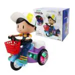 KTRS ENTERPRISE Stunt Tricycle Bump and Go Toy with 4D Lights, Dancing Toy, Battery Operated Toy Plastic for Boys Girls - Multi Color Sound Toys Dancing Toy, Battery Operated Toy (Stunt Tricycle)