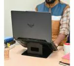 Future Works Portable Laptop Stand for Desk Laptop Accessories Compatible with MacBook dell xps hp Lenovo Ergonomic Design Laptop Raiser Unique Wooden Laptop Stands (Black ecofriendly) 25 x 29 x 13 cm