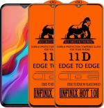 Xykos Edge To Edge Black 11D Anti Scratch Removable Mobile Tempered Glass for Infinix Hot 10i