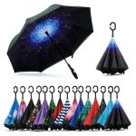 SHREE SANT ENTERPRISE Double Layer Modern Automatic Inverted Reversible No Drip Umbrella with C Shape Handle Fast Monsoon Offer Safety Umbrella Heavy Duty And Dust Proof (Multi color) (PAK OF 1)
