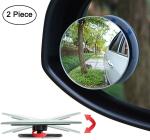 Carfrill Glass Round Wide Angle Adjustable Convex Rear View Glass Mirror Blind Spot (Pack Of 2)