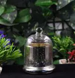 Craftfry Candle Holder for Indian Festival Home Decoration with Lid Design Pack of 2 (Glass Silver)