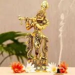 SP Handicrafts Gold Aluminium Lord Krishna Showpiece, 22cm (Pack of 1)