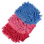 Kuber Industries Chenille Mitts|Microfiber Cleaning Gloves|Inside Waterproof Cloth Gloves|100 Gram Weighted Hand Duster|Chenille Gloves For Car|Glass|Pack of 3 (Multicolor)