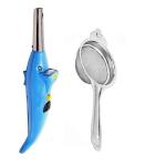 First Front Dolphine Shape Electric Gas Lighter With Stainless Steel Tea Strainer and Multicolour, Pack of 2