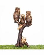 Beckon Venture - Gold Handcrafted Owl Family Sitting On Tree Bird Showpiece For Home