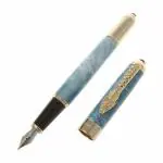 GOLD LEAF Jinhao X-1000 Sky Blue Marble And 3D Dragon Clip Fountain Pen With 0.5mm Nib Luxury Business Gift Pens
