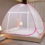 Evafly Foldable Mosquito Net Flexible for Double Bed, King Size Bed, Pink