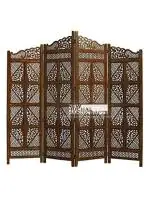 New Mughal Handicrafts Wooden Partition Screen || Room Divider Traditional Handicrafts || Brown (4 Panel)