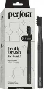 Perfora Electronic Toothbrush | 90 Days Battery Life | Super Soft Charcoal Bristles with Sonic Technology & 2 Vibrating Modes and AAA battery | Electric Tooth Brushes for Adults, Men, Women & Kids | Charcoal Grey
