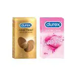 Durex Real Feel 10s + Extra Thin Bubblegum 10s (Set of 2, 20 sheets)
