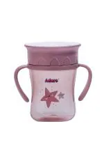 Adore Advanced Magic 360 Degree Spill Proof Sipper Cup with Handle & Dust Free Cap Sip From Any Side Pink- 240 ml