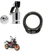 QiisX Heavy Duty Disc Brake Lock Anti Theft Security Lock with Helmet Lock Premium Black Heavy Number Lock for KTM Duke 390