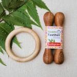 Babycov Neem Wood Teethers for Babies | Natural and Organic | Wooden Baby Teether | Helps in Teething | Set of 2 | for 3+ Months Babies. (Teether Stick + Ring)
