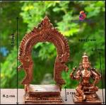 Searchers paradise Copper Idols of god Raja Rajeshwari Idol with Makara Thooranam, 140 Grams ,3.3 inches, Patina Antique Finish , Pack of 1 Piece