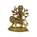 Kalarambh Brass Ambe Maa, Durga Devi, Mata Rani Idol Murti Statue for Home Office Pooja Puja Room Mandir Table Decor Gift Items Collectible Handicraft Art, Yellow 5.1 x 2.7 x 6 Inch (L x W x H)