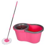 RUBBY Industries Spin Mop & Stainless Steel Wringer, Big Bucket with 1 Microfiber Refills, Floor Cleaning Mop with Bucket, pocha for Floor Cleaning, Mopping Set (Pink)
