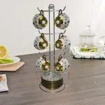 Storia Tea Cup Stand Mug Holder Stainless Steel Heavy Quality Cup Stand for 6 Cup Kitchen Shelves Tabletop Mount Cup Stand, Coffee and Tea Mug Holder (CTREE01L)