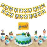 Festiko Set of 8 Pcs Krishna Janmashtami Decoration (Banner, Cake & Cupcake Toppers), Kanha Bal Gopal Janmashtami Decoration