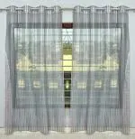 Dc Decastle Grey tissue net 182 cm (6ft) Light FIltering Window Curtain for home, room, bedroom, balcony(Grey, Pack of 2)