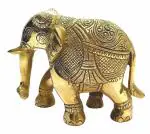 athizay Elephant showpiece Decorative Items Brass idol for Home Office Table Decor (10 cm Tall)