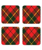 Whats Your Kick Pattern Design Pink And Black Check Pattern Design Printed Set of 4 Coaster With Metal Stand