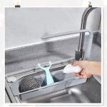 BITLOK Plastic Long Sink Shelf | Expandable Kitchen Drying Basket Rack | Sink Sponge Shelf | Brush/Soap Drainer Rack | Telescopic Sink Storage Rack (Pack Of 1) (Multicolored)