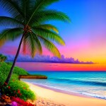 Love Creation A4 Size poster print for creative wall art- palm-tree-dreams-5808(Non Sticker)