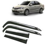 Kingsway Car Wind Deflectors Rain Guard Window Visor for Toyota Etios 2010, 2011, 2012, 2013, 2014, 2015, 2016, 2017, 2018, 2019, 2020, 2021, 2022, 2023, 2024, 2025 Model, Car Door Visor with Chrome Lining Online India, Car Sun Shades