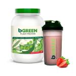 bGREEN by HealthKart Plant Protein Powder, 25 g Protein (Pea Protein Isolate & Pumpkin Seed), Complete Amino Acid Profile, Antioxidant Rich, Muscle Repair (Strawberry, 1 kg, 27 Servings) with Shaker