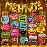 Zyozique Mehndi Ceremony Decorations Combo / Mehndi Decorations Props For Bride And Family - Mehndi Foil Balloons, Photo Booth Props & Rice Light (P