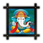 PnF Wood Cross Frame Hand-Crafted With Photo Of Ganeshji-14760, 10 X 14 Inch