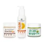 Bella Vita Organic Acne And Pimple Removal Vitamin C Glow Face Wash, Anti Acne Gel Cream And Ubtan Plus Face Pack For Skin Brightening, Dark Spots, Pimple And Acne Free Skin (Combo Of 3)