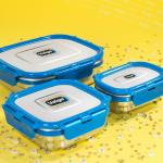 Veigo Lock N Steel Blue Stainless Steel Container (Set of 3)