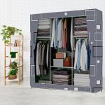 BE MODERN 6 Shelves Awesome box Print Carbon Steel Collapsible Wardrobe (Finish Color -24_GREY, DIY(Do-It-Yourself))