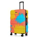 Nasher Miles Jet Set Go Real Hard-Sided Printed Check-in Luggage Peach Yellow 75cm Trolley Bag