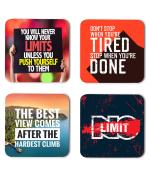 Whats Your Kick Positive Thinking The Best View Comes After The Hardest Climb Quotes Printed Set of 4 Coaster With Metal Stand