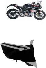 RONISH Waterproof Two Wheeler Cover for Bajaj (Pulsar RS 200, Black, Silver)
