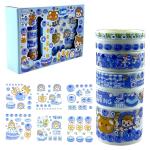 Samvardhan Washi Tape Set, Cute Washi Tape Set, Designer Decorative Masking Tapes For Diy Crafts Arts Scrapbooking Bullet Journal Planners (Blue) Blue