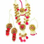 Sanvatsar Pink Floret Jewellery Flower Gota Patti Set for Women