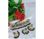 Gyaan Jewels Handmade Alloy Earring and Necklace Set Black (Women) (Pack of 1) Free Size