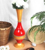 AdiCollar Flower Vase Big Size for Living Room Corner - 24 Inches Long - Red Golden - Pack of 1