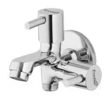 Prestige Turbo brass 2 way bib cock Bathroom Tap (Silver)