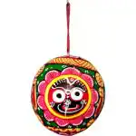 ONLINE BUSINESS Neal exclusive Hanging Coconut Painting of Jagannath,Balaram,Subhadra - on 3 Sides for Piece and puja - 4.5 inches heights and 6.5 inch in round shape Decorative Showpiece - 14 cm (Coir, Multicolor)