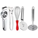DreamBasket Lemon Squeezer & Pakkad & Egg Whisk & Pizza Cutter & Potato Masher for Kitchen