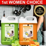 BLISS & BLUSH Dishwash Liquid Orange 5LTR & Green 5LTR Combo pack of 2| Organic Dishwash Liquid Gel| Natural