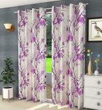 Dc Decastle Premium Floral printed 182 cm (6ft) Window Curtain (Purple, Pack of 2)
